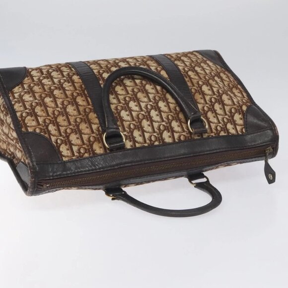 Christian Dior Trotter Canvas Hand Bag Brown Gold Auth 128326 - Picture 7 of 16